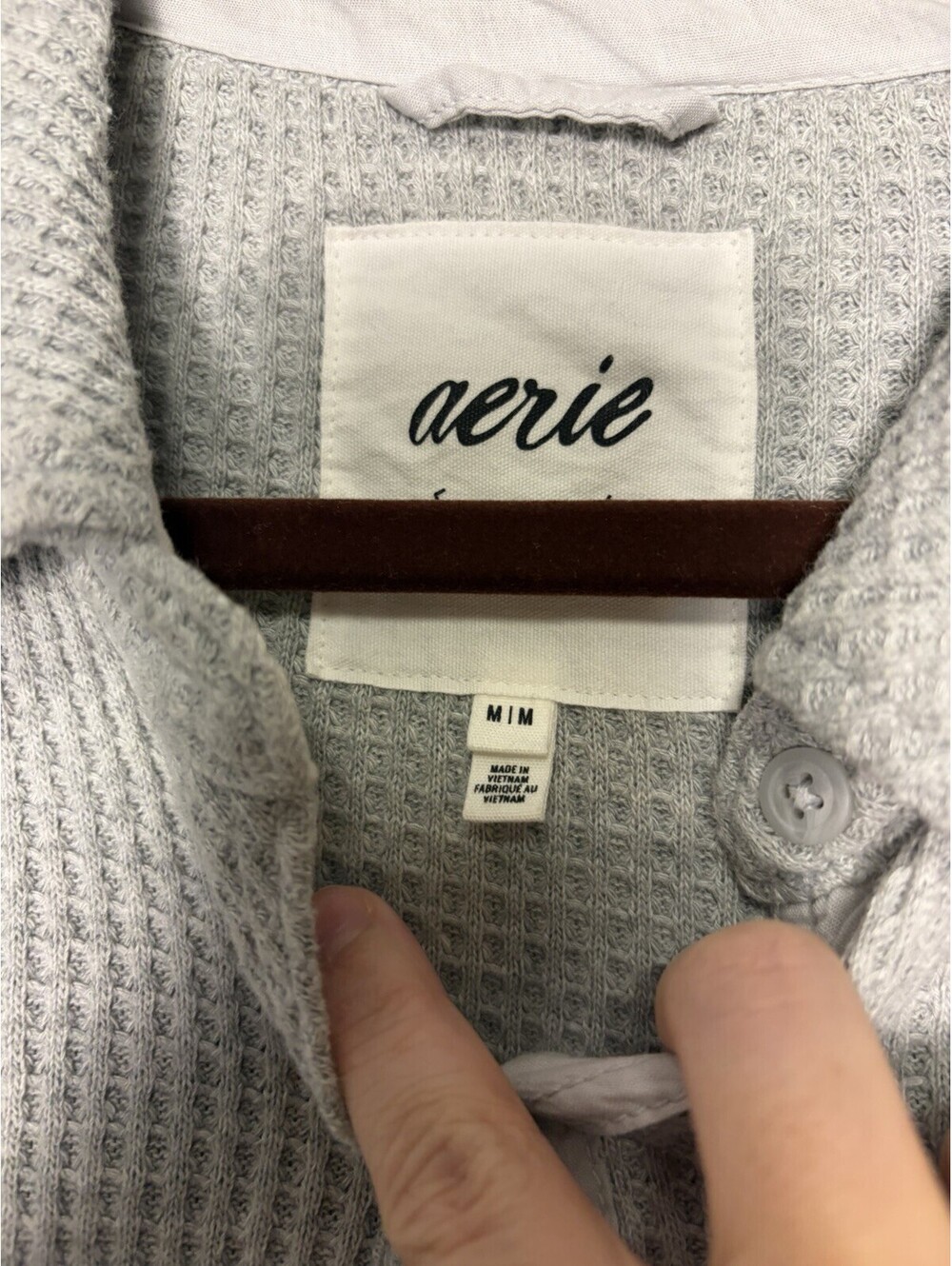 Aerie Lumberjane Waffle Shirt In Medium Heather Grey Size Medium Retail $65 - Picture 4 of 7